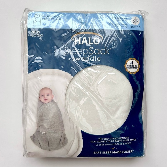 Halo SleepSack Swaddle Micro-Fleece TOG 3.0 Cream White Small 3-6 Months NWT - Picture 4 of 15